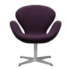 Fritz Hansen Swan Lounge Chair, saténová kartáčovaná hliníková/Steelcut Middle Violet
