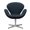 Fritz Hansen Swan Lounge Chair, satén kartáčovaný hliník/Steelcut Navy Blue
