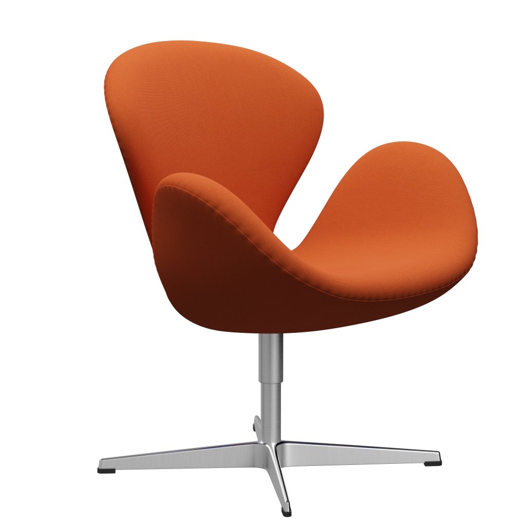 Fritz Hansen Swan Lounge Chair, saténová kartáčovaná hliník/Steelcut Orange Dark