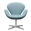Fritz Hansen Swan Lounge Chair, satén kartáčovaný hliník/Steelcut Pastel Blue