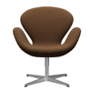 Fritz Hansen Swan Lounge Chair, saténově kartáčované hliníkové/Steelcut čokoládové světlo