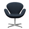 Fritz Hansen Swan Lounge Chair, satén kartáčovaný hliník/Steelcut trio tmavě hnědá modrá