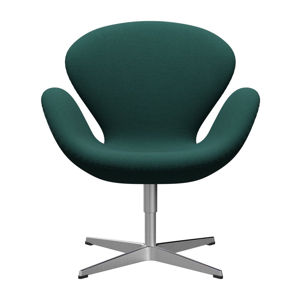 Fritz Hansen Swan Lounge Chair, satén kartáčovaný hliník/Steelcut trio tmavě zelená