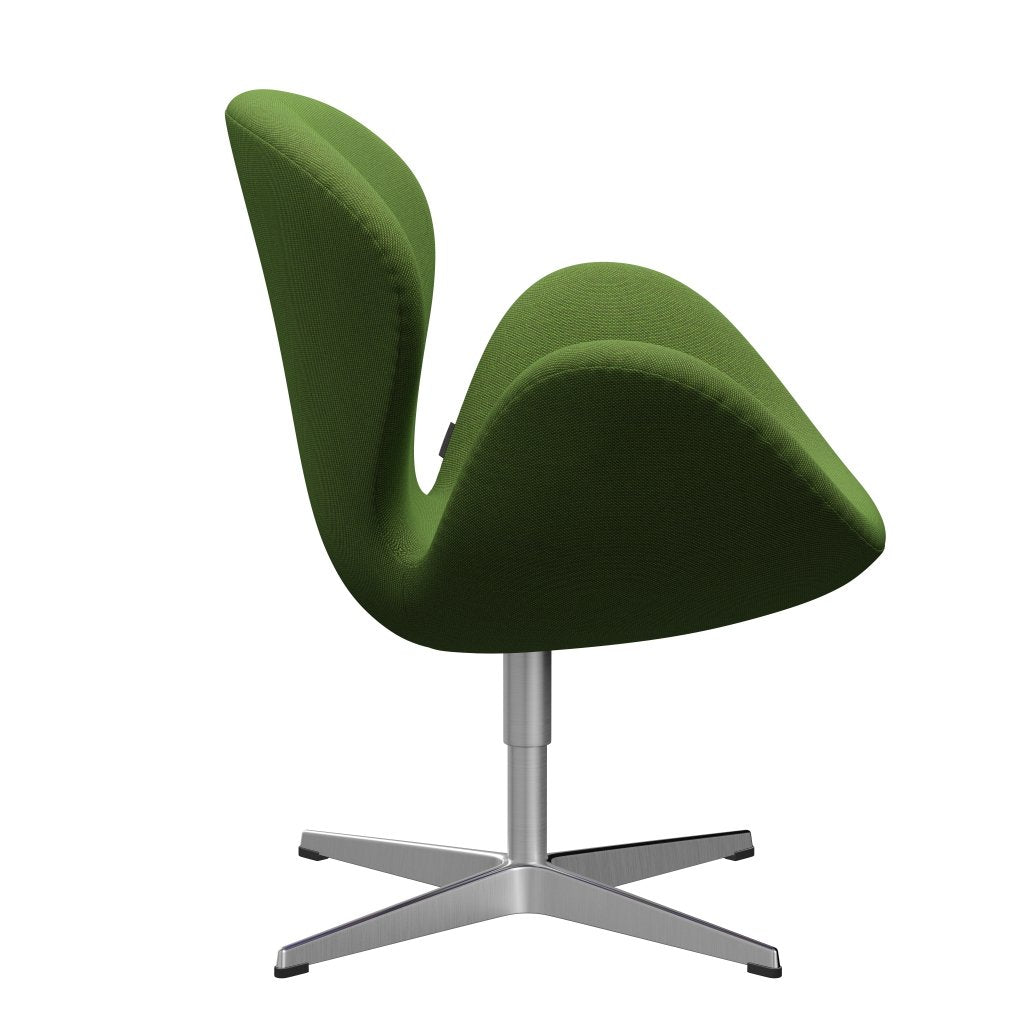 Fritz Hansen Swan Lounge Chair, satén kartáčovaný hliník/Steelcut trio Grass Green