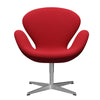 Fritz Hansen Swan Lounge Chair, saténově kartáčované hliníkové/Steelcut Trio Light Red