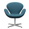 Fritz Hansen Swan Lounge Chair, Satin Brushed Aluminium/Steelcut Trio Turquoise