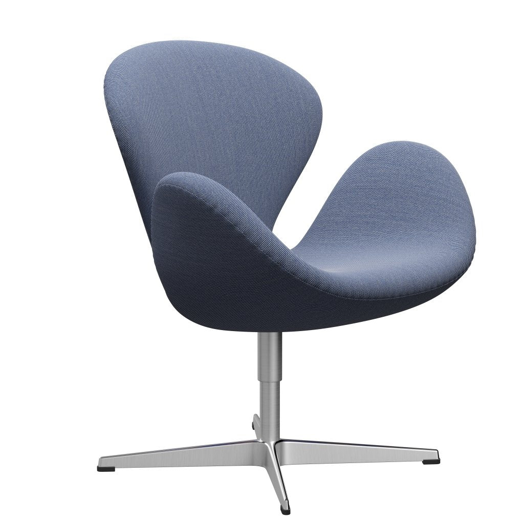 Fritz Hansen Swan Lounge Chair, satén kartáčovaný hliník/Steelcut Trio White/Blue