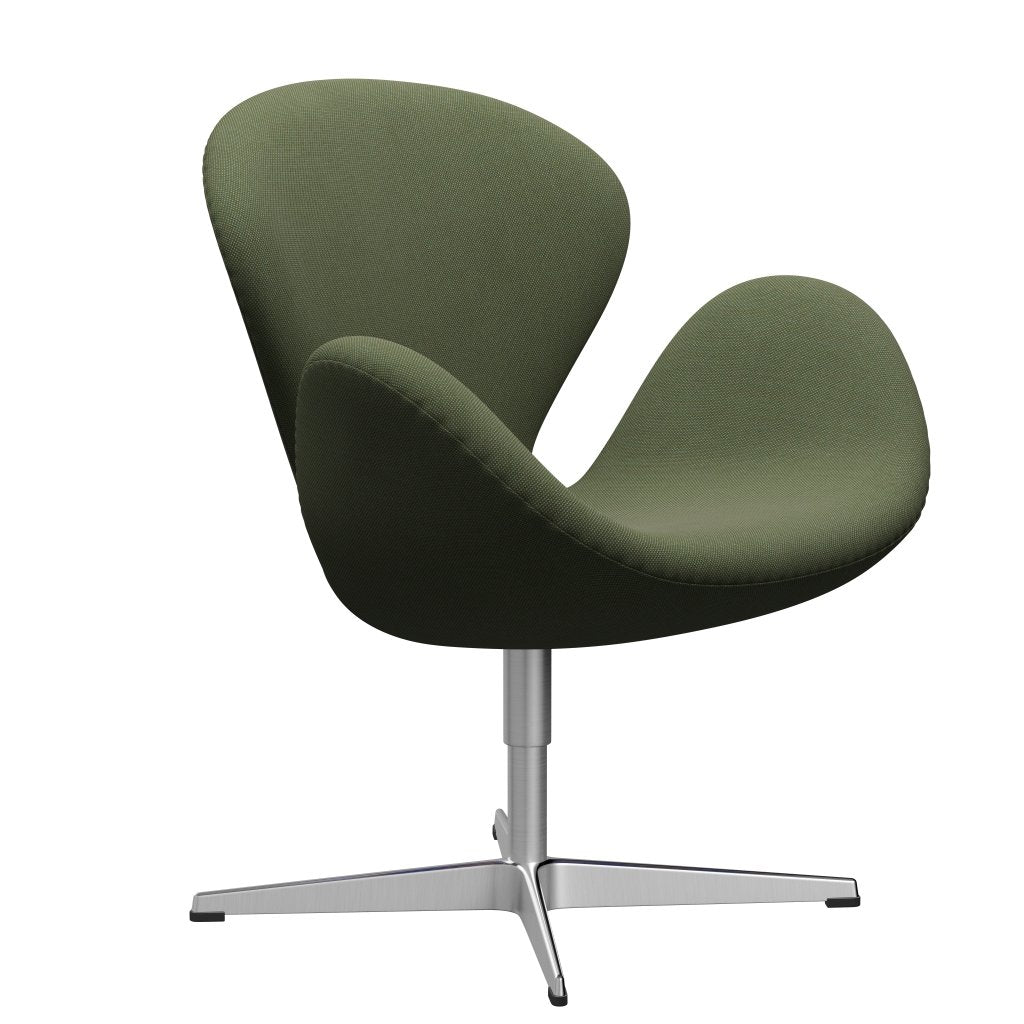 Fritz Hansen Swan Lounge Chair, Satin Brushed Aluminium/Steelcut Trio Delicate Green