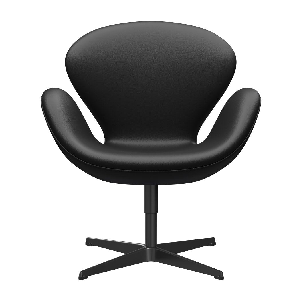 Fritz Hansen Swan Lounge Chair, Black Lacquered/Aura Black