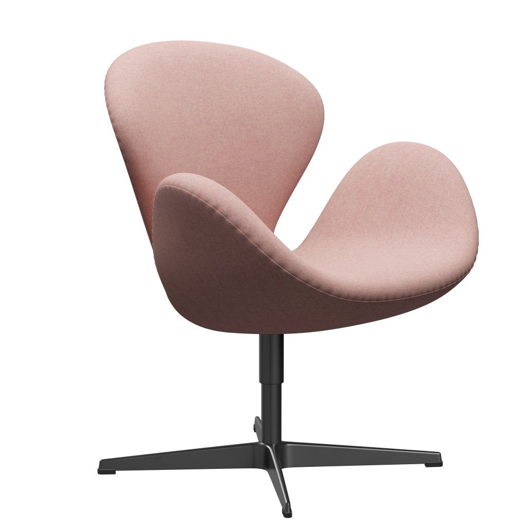 Fritz Hansen Swan Lounge Chair, Black Lacquered/Divina MD bledě růžová