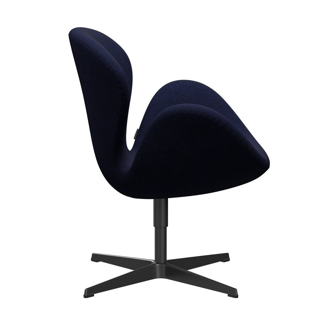 Fritz Hansen Swan Lounge Chair, Black Lacquered/Divina melange tmavě modrá