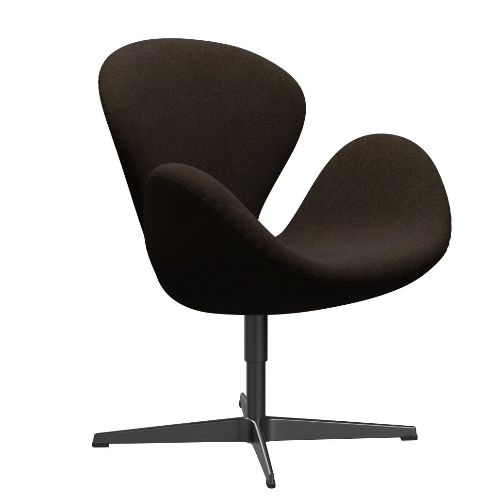 Fritz Hansen Swan Lounge Chair, Black Lacquered/Divina melange tmavě hnědá