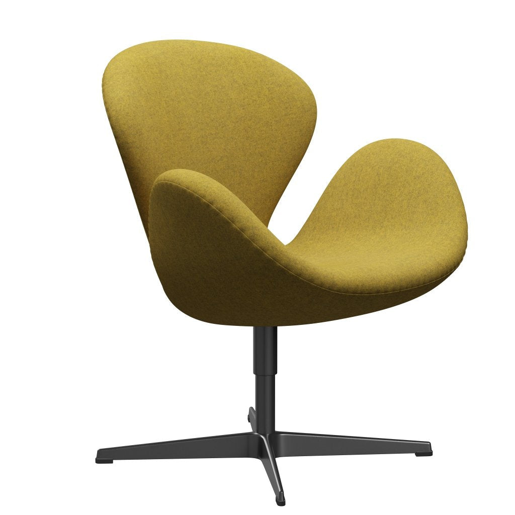 Fritz Hansen Swan Lounge Chair, Black Lacquered/Divina melange žlutá