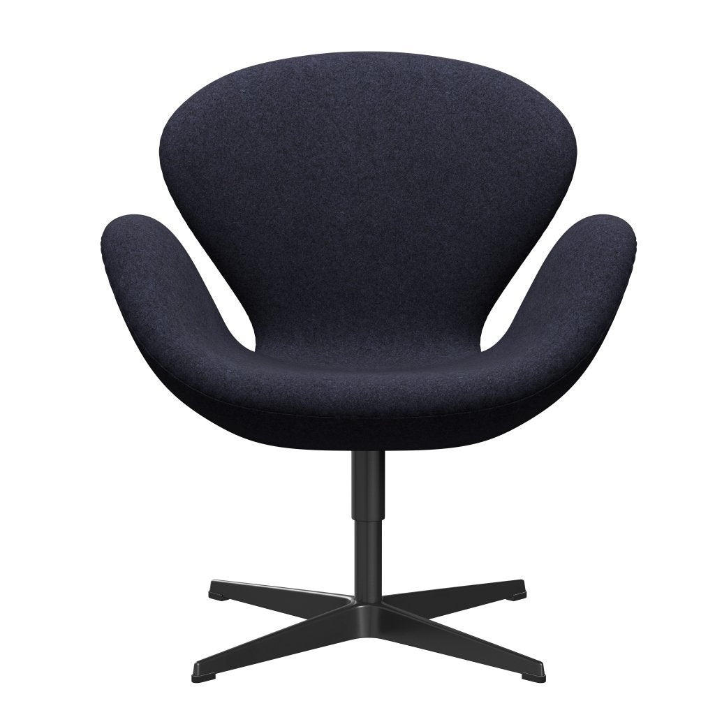 Lounge židle Fritz Hansen Swan, černá lakovaná/divina melange šedá/fialová