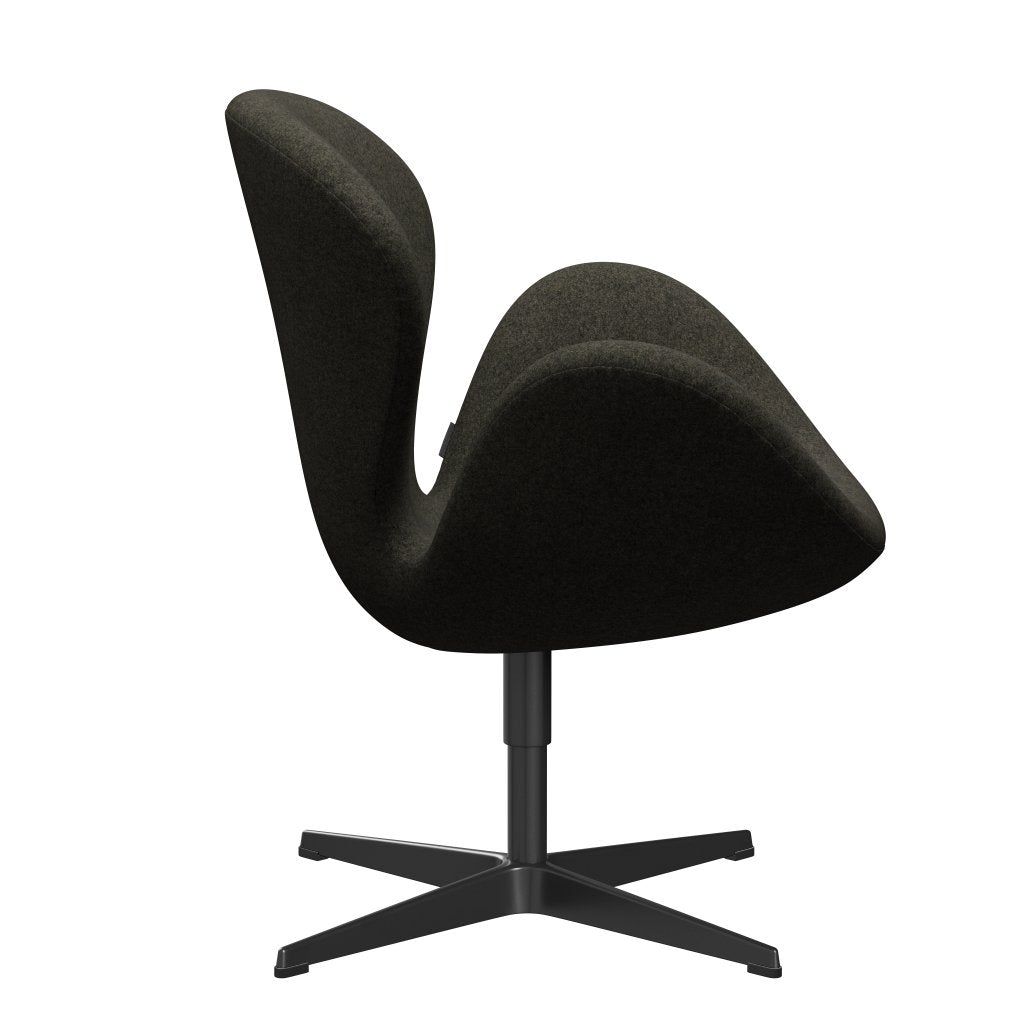 Fritz Hansen Swan Lounge Chair, Black Lacquered/Divina melange šedá hnědá