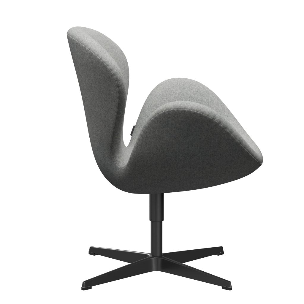 Fritz Hansen Swan Lounge Chair, Black Lacquered/Divina melange světle šedá