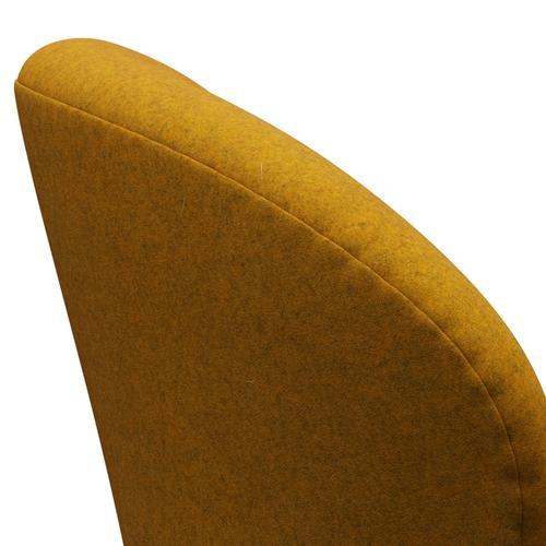 Fritz Hansen Swan Lounge Chair, Black Lacquered/Divina Melange Ocher Yellow