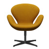 Fritz Hansen Swan Lounge Chair, Black Lacquered/Divina Melange Ocher Yellow