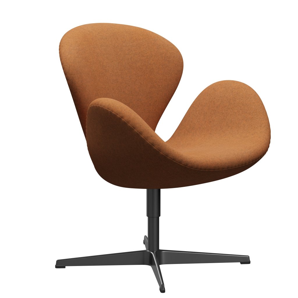 Fritz Hansen Swan Lounge Chair, Black Lacquered/Divina melange oranžové světlo