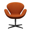 Fritz Hansen Swan Lounge Chair, Black Lacquered/Divina melange oranžová