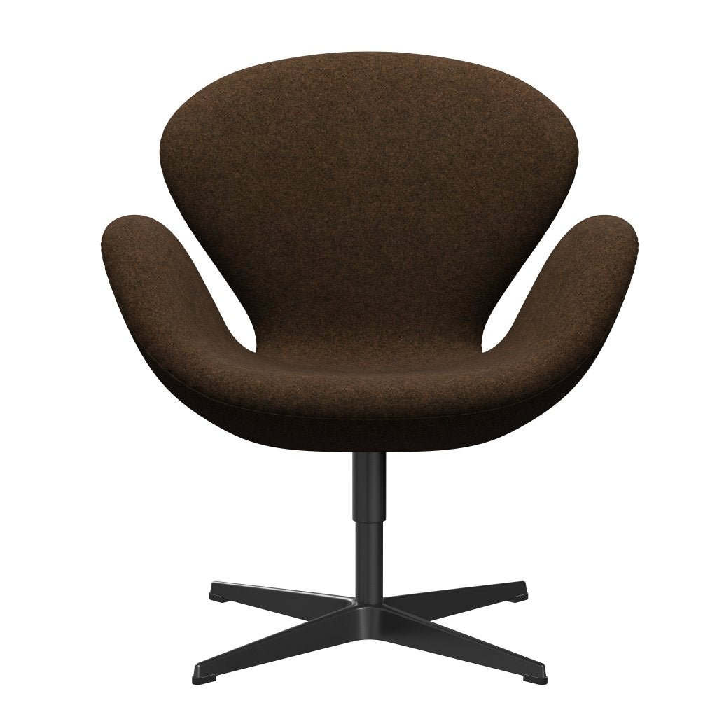 Fritz Hansen Swan Lounge Chair, Black Lacquered/Divina melange teplá hnědá