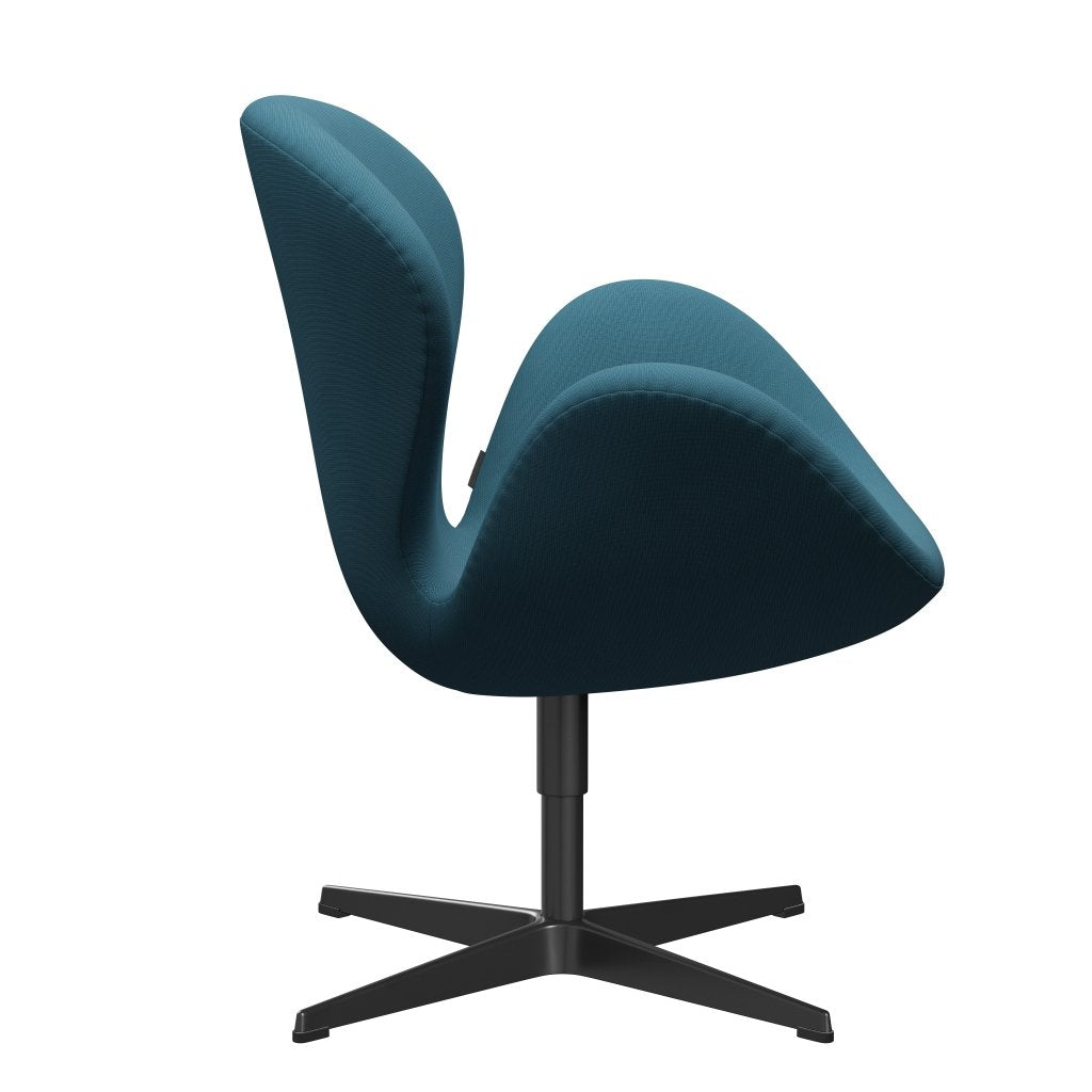 Fritz Hansen Swan Lounge Chair, Black Lacquered/Fame Blue Green