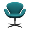 Fritz Hansen Swan Lounge Chair, černá lakovaná/sláva zelená tyrkysová