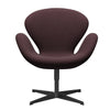 Fritz Hansen Swan Lounge Chair, Black Lacquered/Fiord Burgundsko