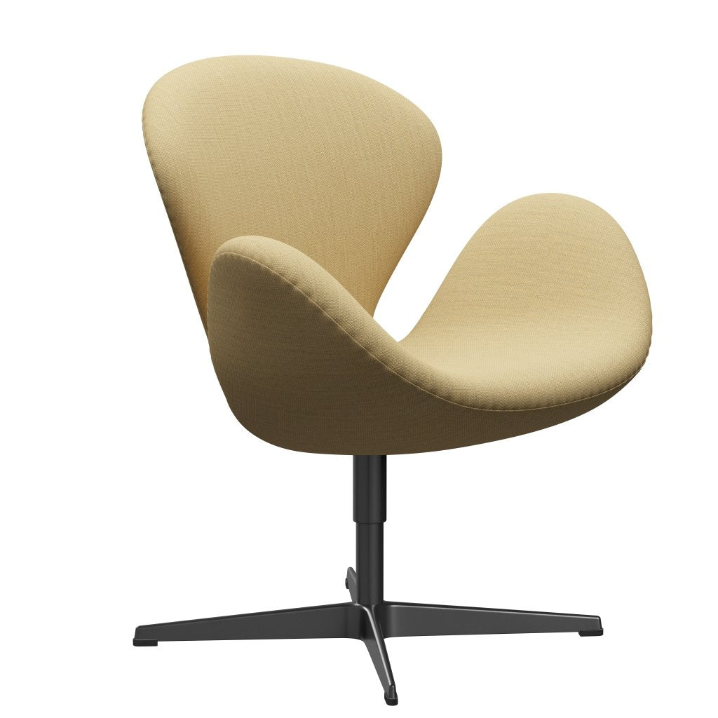 Fritz Hansen Swan Lounge Chair, Black Lacquered/Fiord jemná žlutá