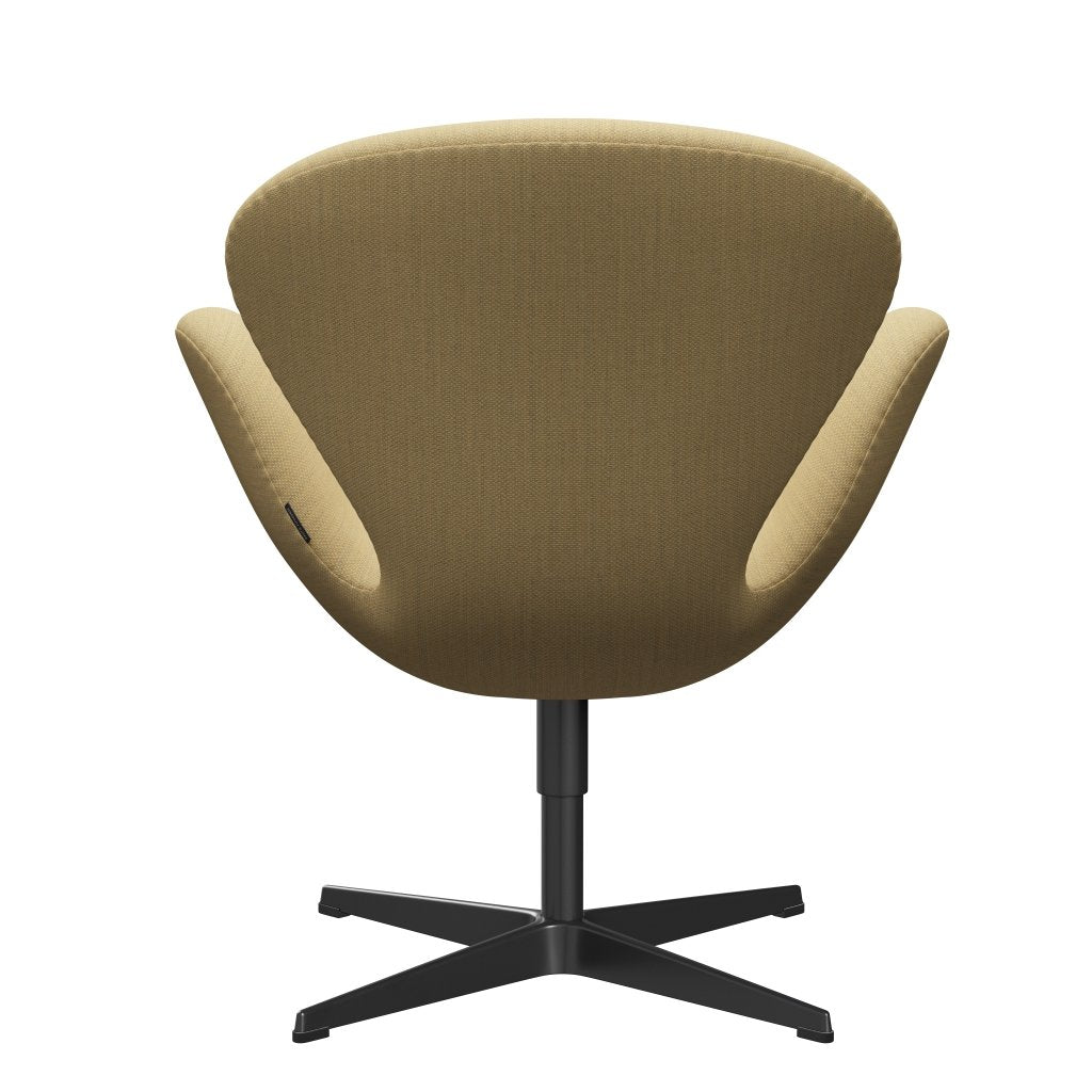 Fritz Hansen Swan Lounge Chair, Black Lacquered/Fiord jemná žlutá
