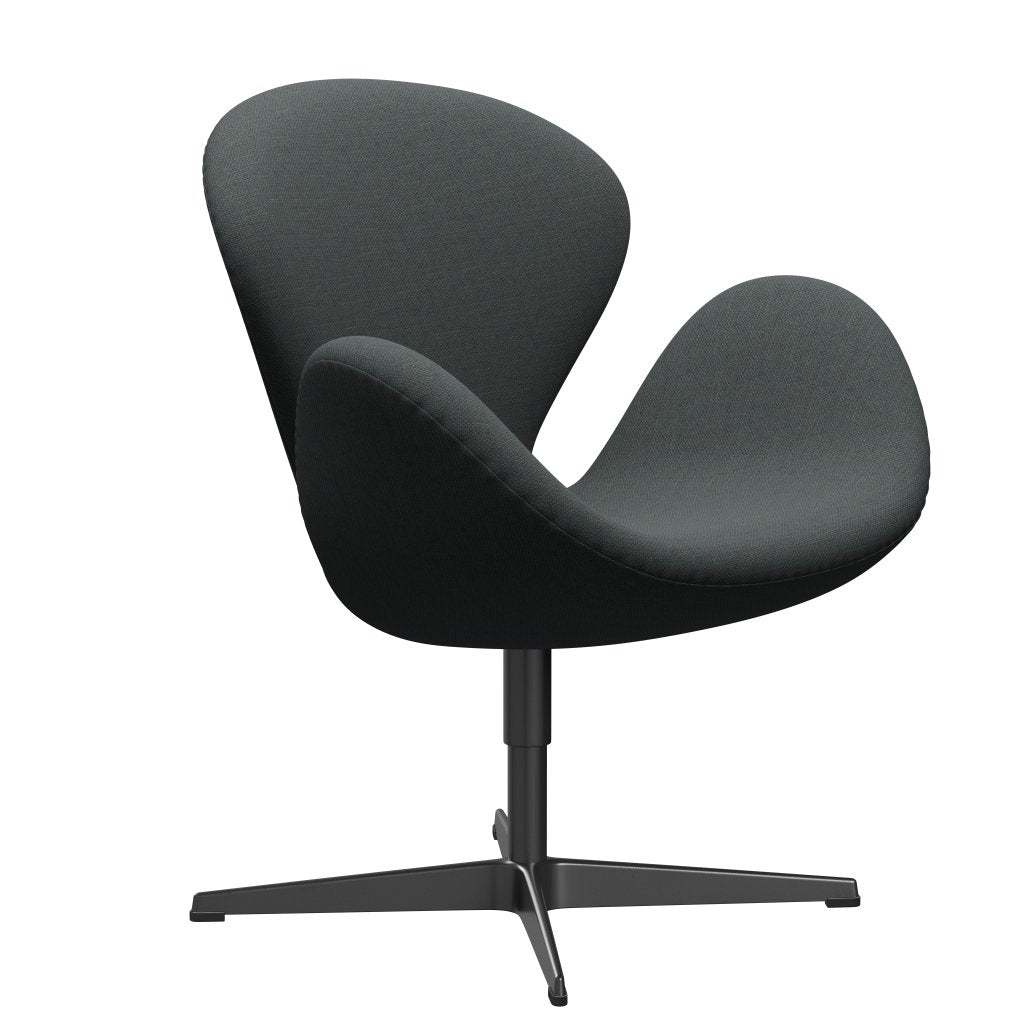 Fritz Hansen Swan Lounge Chair, Black Lacquered/Fiord střední šedá/tmavě šedá