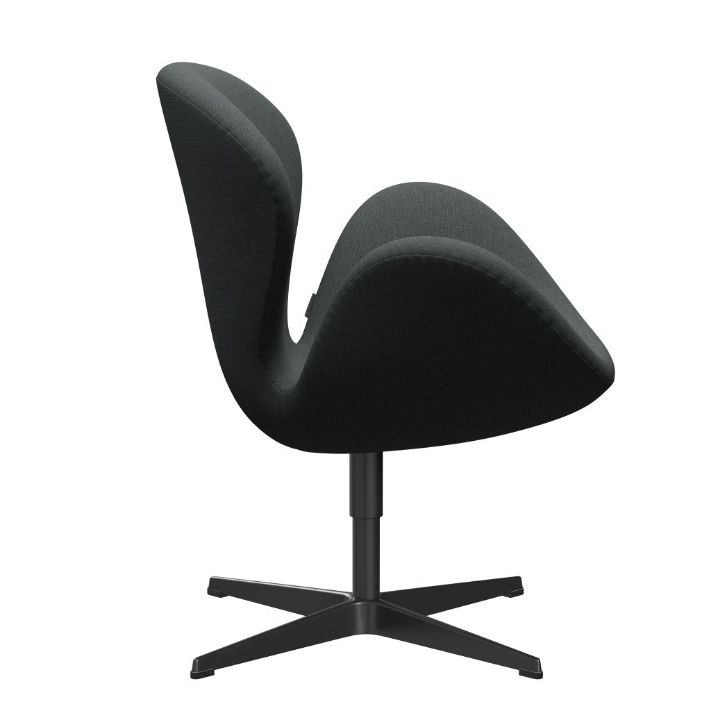 Fritz Hansen Swan Lounge Chair, Black Lacquered/Fiord střední šedá/tmavě šedá