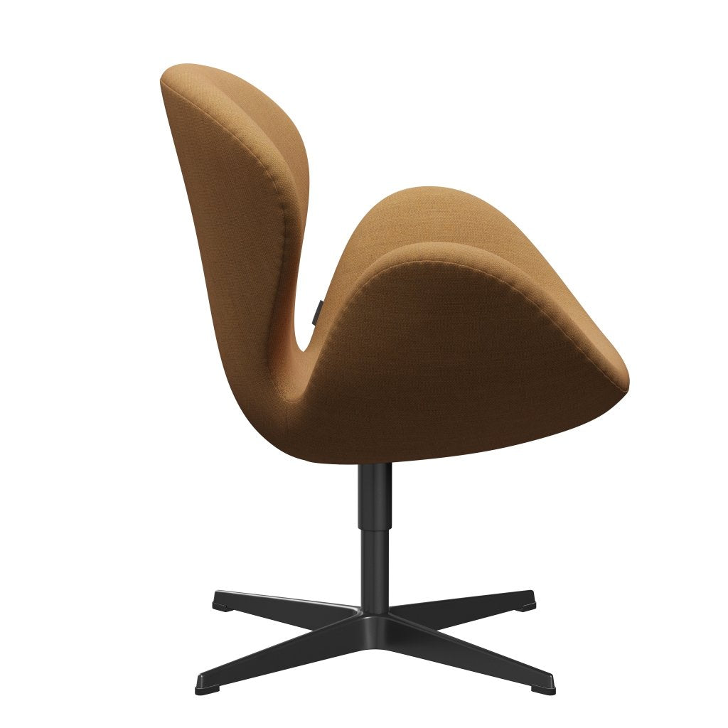 Fritz Hansen Swan Lounge Chair, Black Lacquered/Fiord Ocher/Stone