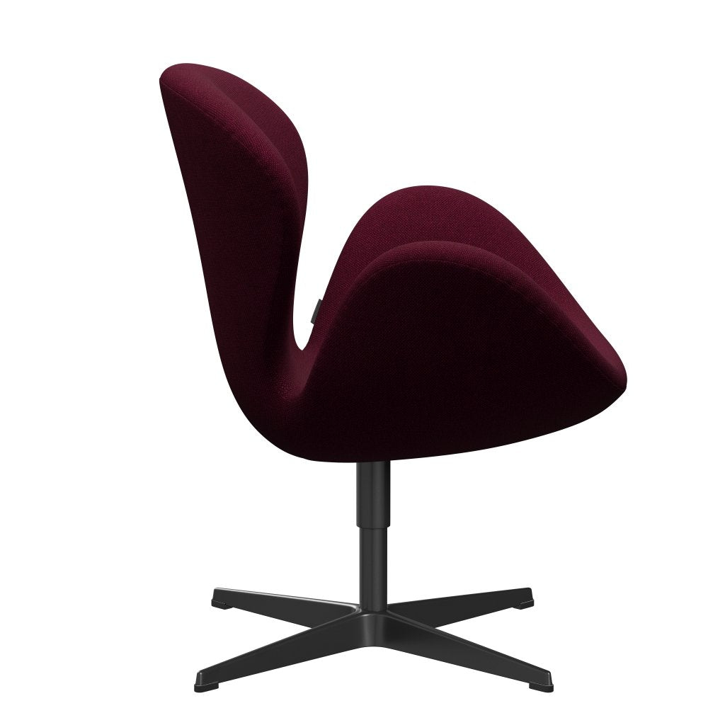 Lounge židle Fritz Hansen Swan, černá lakovaná/hallingdal víno červená/fialová