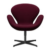 Lounge židle Fritz Hansen Swan, černá lakovaná/hallingdal víno červená/fialová