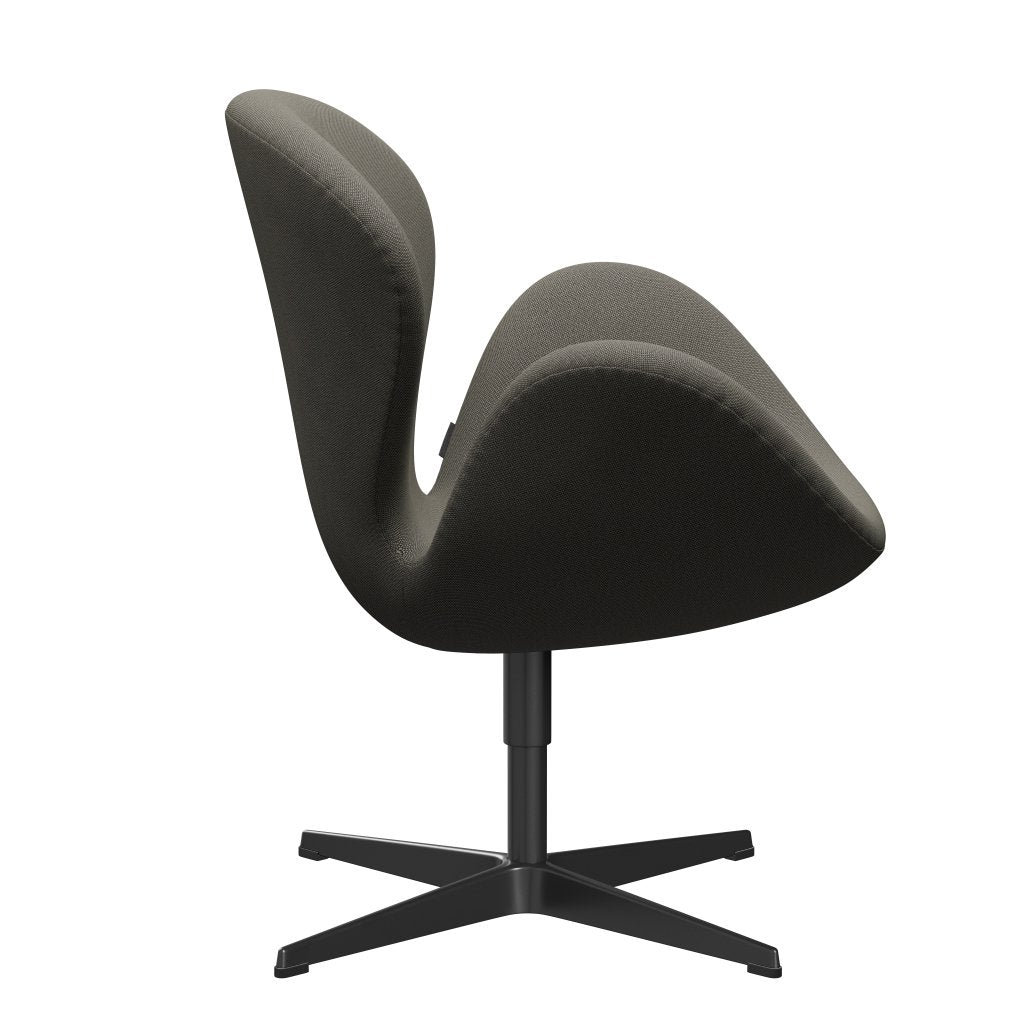 Židle Fritz Hansen Swan Lounge, černá lakovaná/ráfky tmavě šedá/béžová