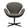 Židle Fritz Hansen Swan Lounge, černá lakovaná/ráfky tmavě šedá/béžová