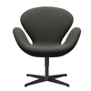 Lounge židle Fritz Hansen Swan, černá lakovaná/rime tmavě šedá/khaki