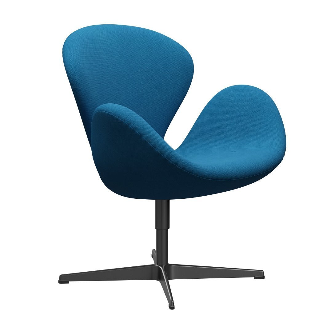 Fritz Hansen Swan Lounge Chair, černá lakovaná/Steelcut tyrkysová/oceán