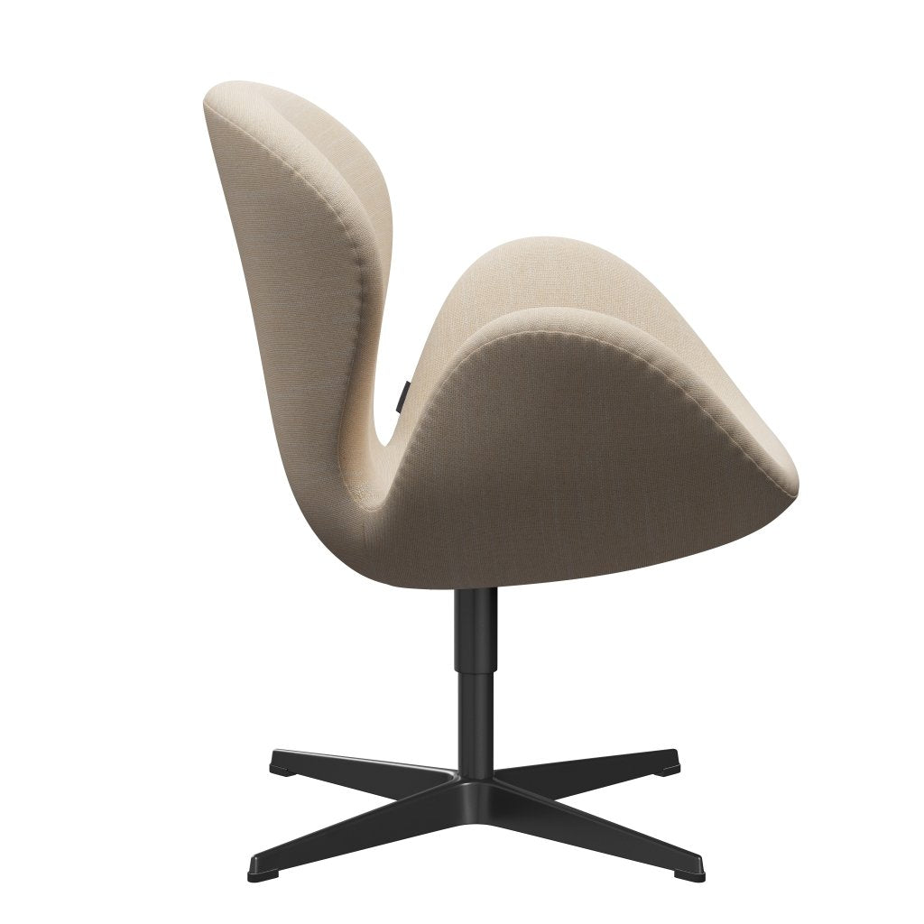 Fritz Hansen Swan Lounge Chair, černý lakovaný/sunniva krém/písek