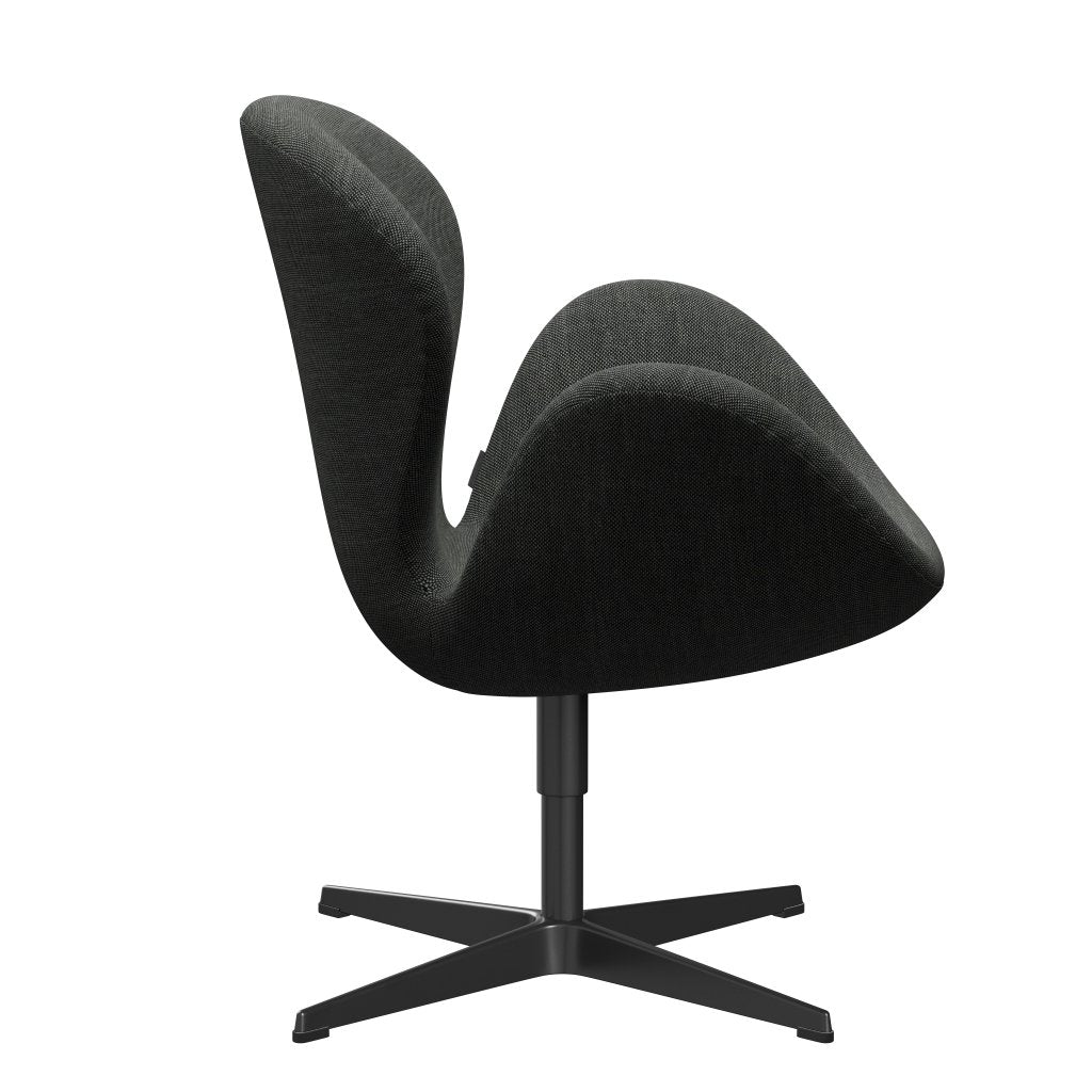 Fritz Hansen Swan Lounge Chair, Black Lacquered/Sunniva světle šedá/tmavě šedá