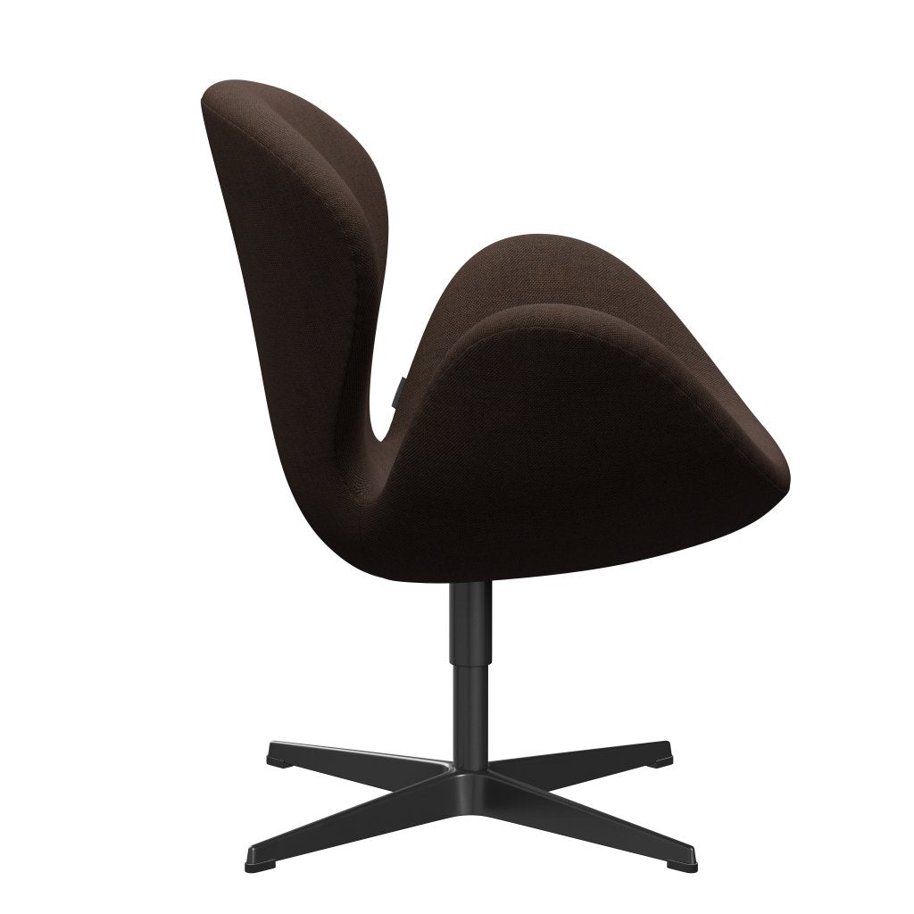 Lounge židle Fritz Hansen Swan, černá lakovaná/sunniva černá/kaštan