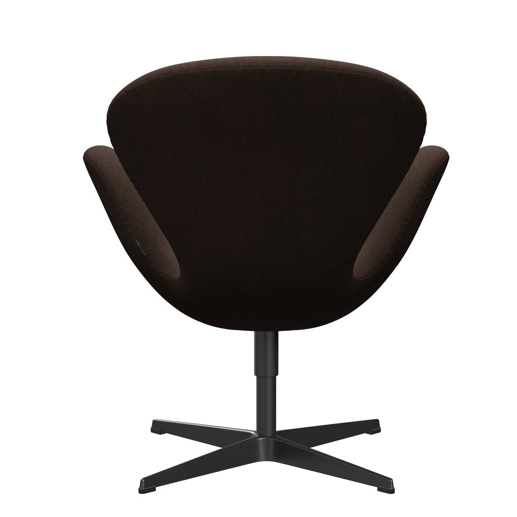 Lounge židle Fritz Hansen Swan, černá lakovaná/sunniva černá/kaštan