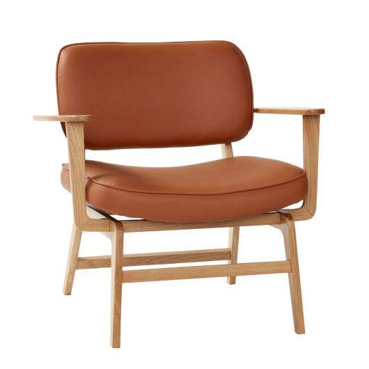 Hübsch Haze Lounge Chair Microngber/Oak FSC Oeko Tex Natural/Brown