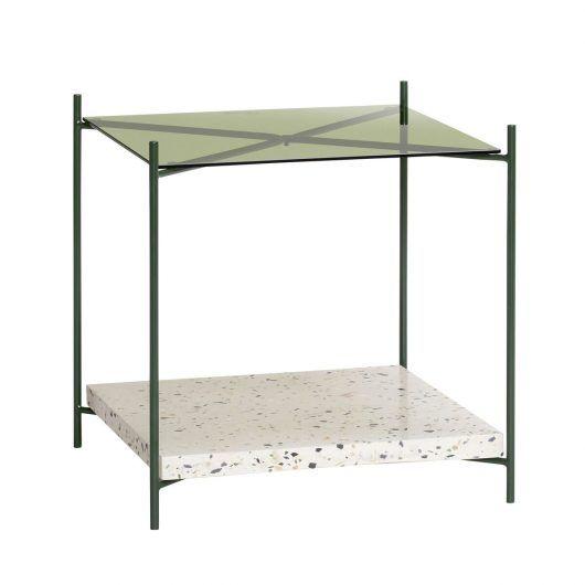 Hübsch výklenek stůl terrazzo/sklo/kov přírodní/zelené