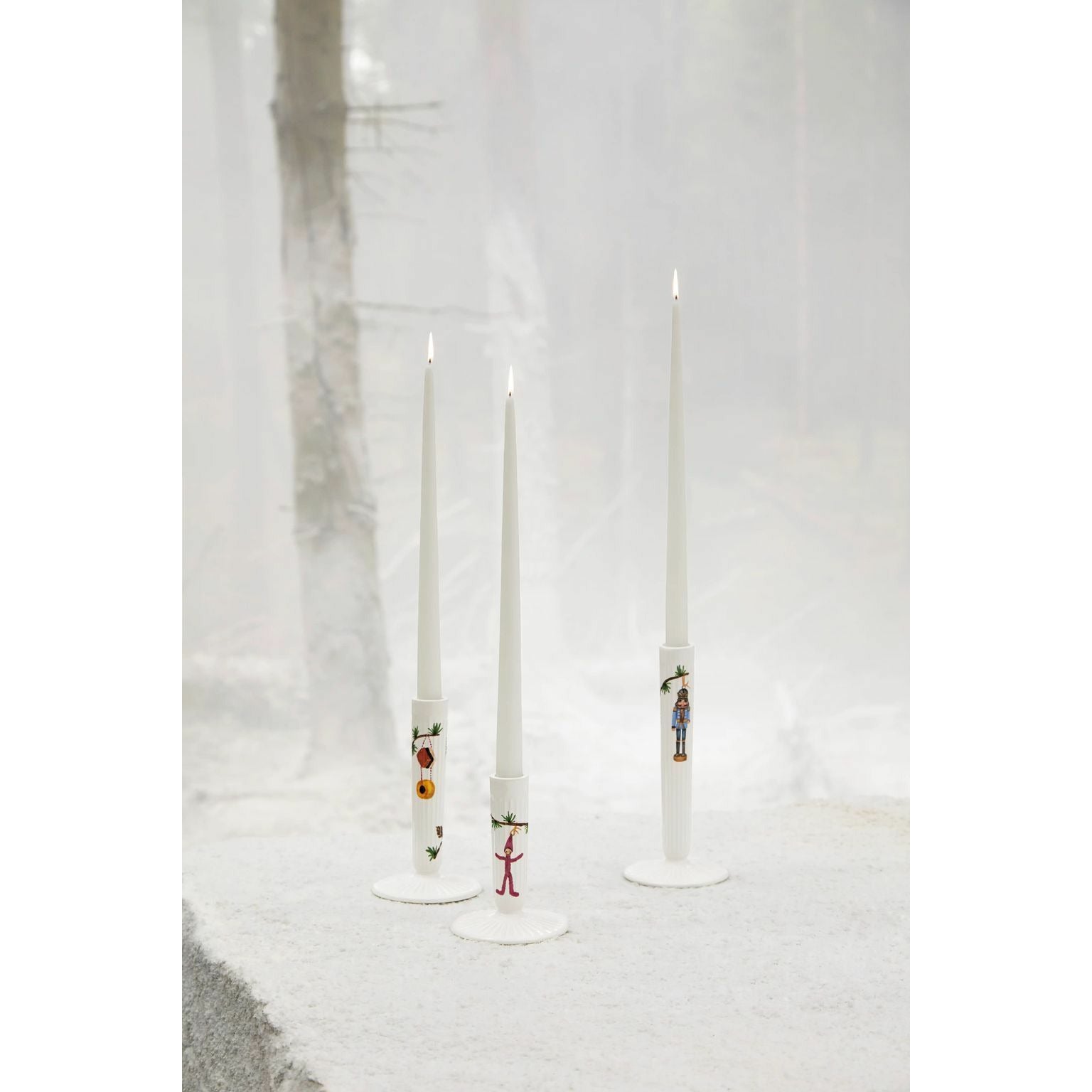 Kähler Hammershøi Vánoční svícna 16 cm, bílá s dekorací