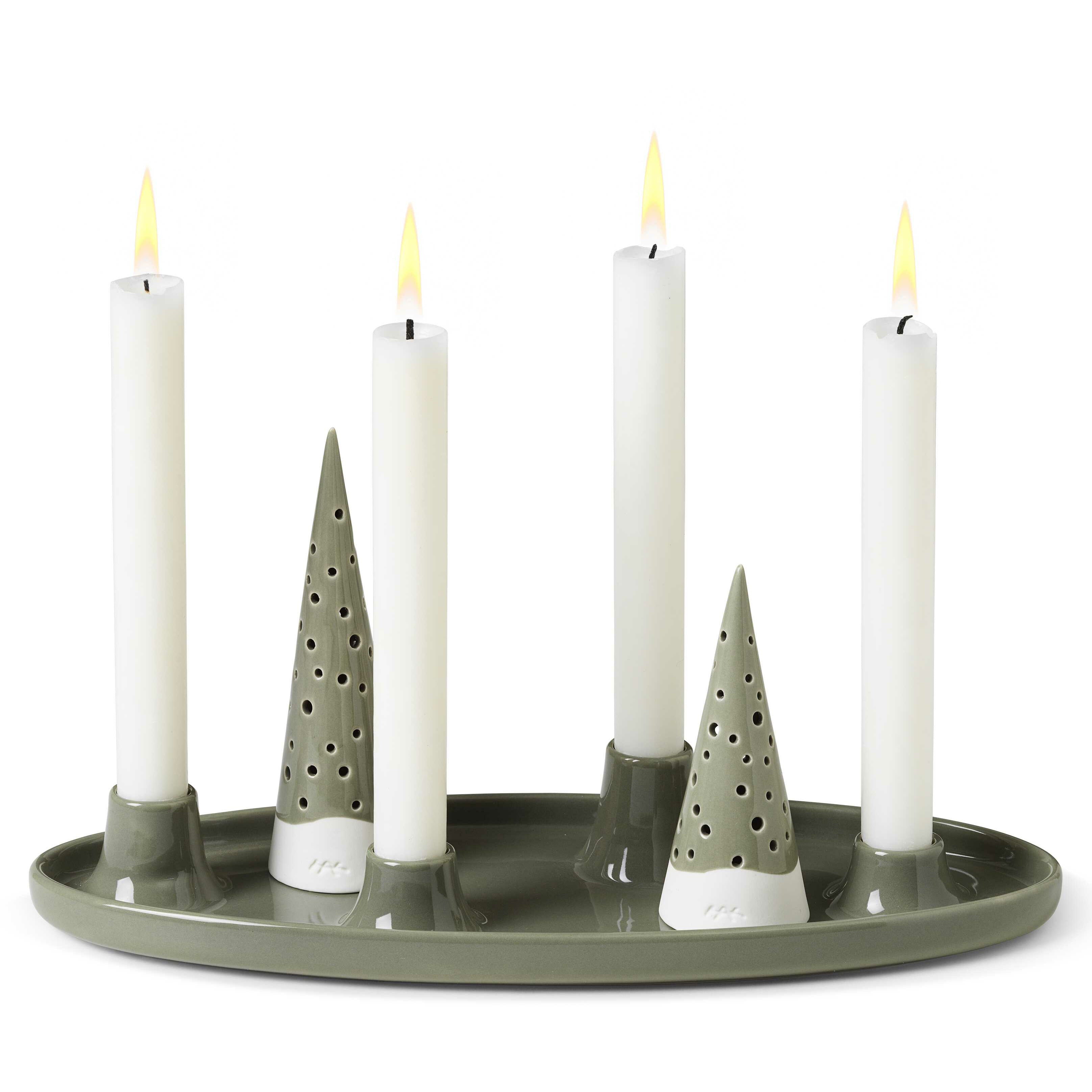 Kähler Nobili Oval Adventní držák svíčky, Olive Green