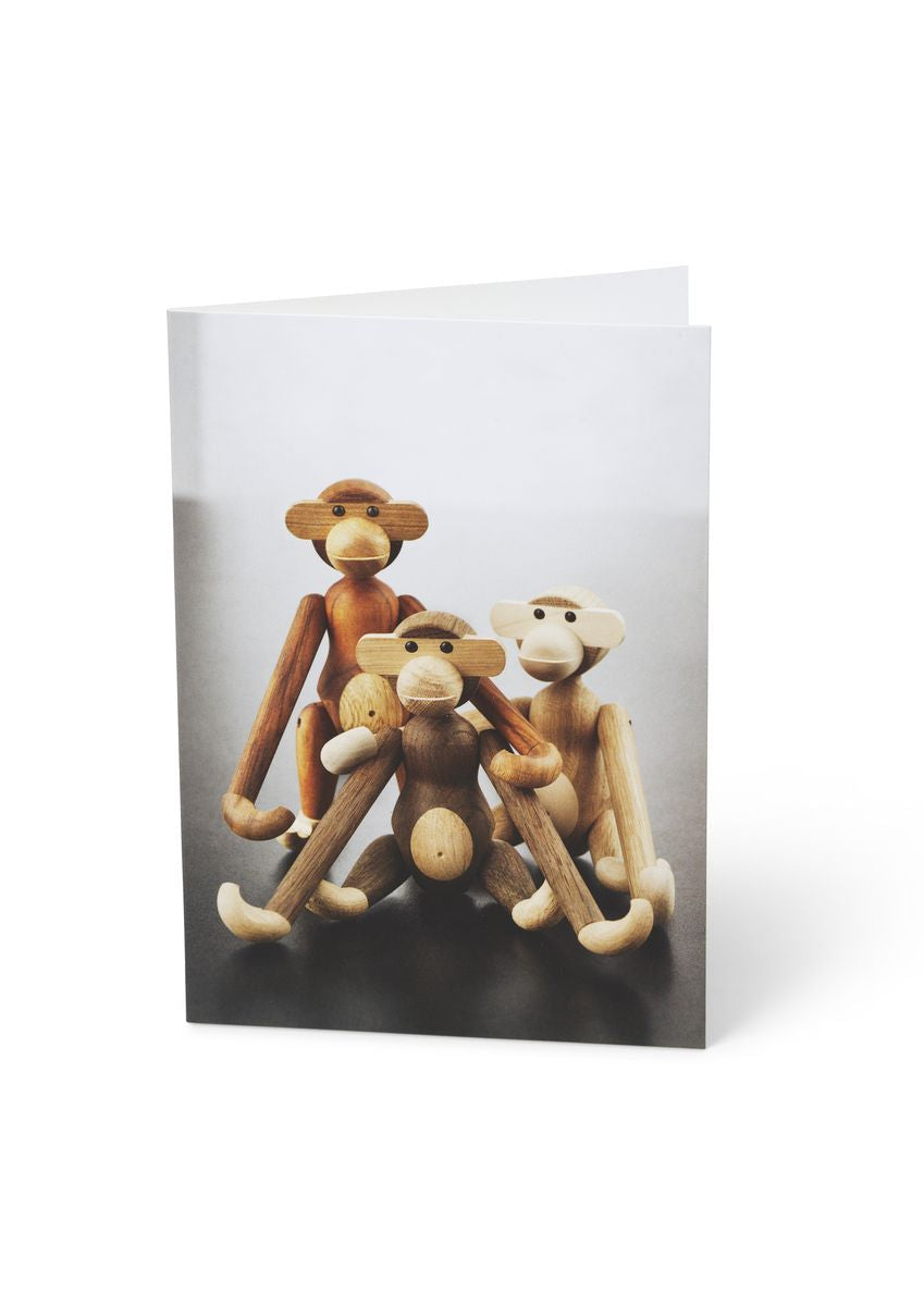 Kay Bojesen karta A6 opice 3 různé smíšené dřevo 1 kus