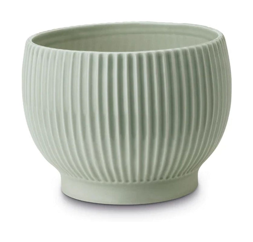 Knabstrup Keramik Flowerpot s rohlíky Ø 14,5 cm, máta zelená