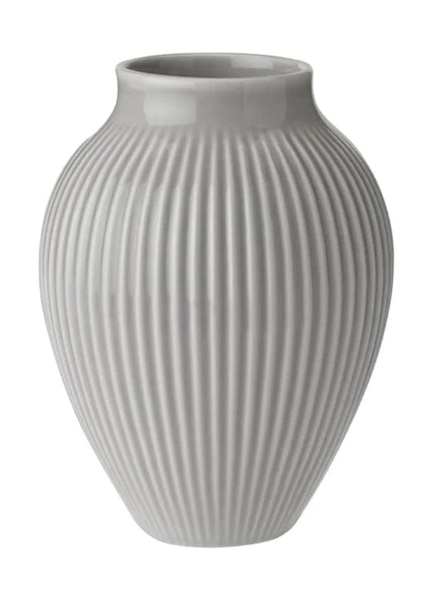 Knabstrup Keramik váza s drážkami H 12,5 cm, šedá